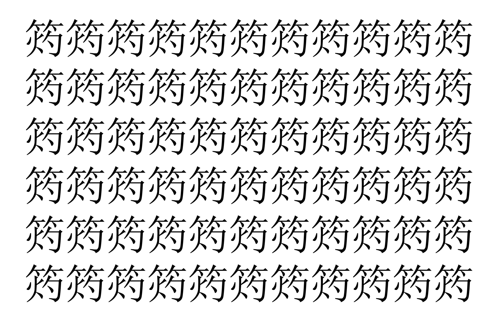 【脳トレ】「𥭓」の中に紛れて1つ違う文字がある！？あなたは何秒で探し出せるかな？？【違う文字を探せ！】